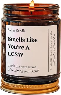 Sallas Smells Like You're A Lcsw Soy Wax Candle, Social Worker Gift, Licensed Social Worker Gift, Eco Friendly 4Oz 9Oz Jar Candle, 9 Scent Options