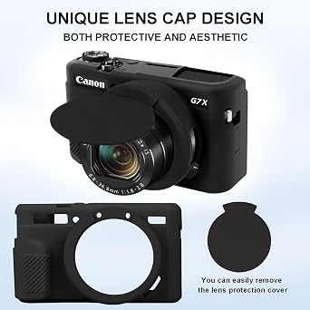 Camera Case for Canon Powershot G7 X Mark II Digital Camera, Soft Silicone Protective Bag Removable Lens Cover, Silicone Cover Rubber Soft Camera Case, Black