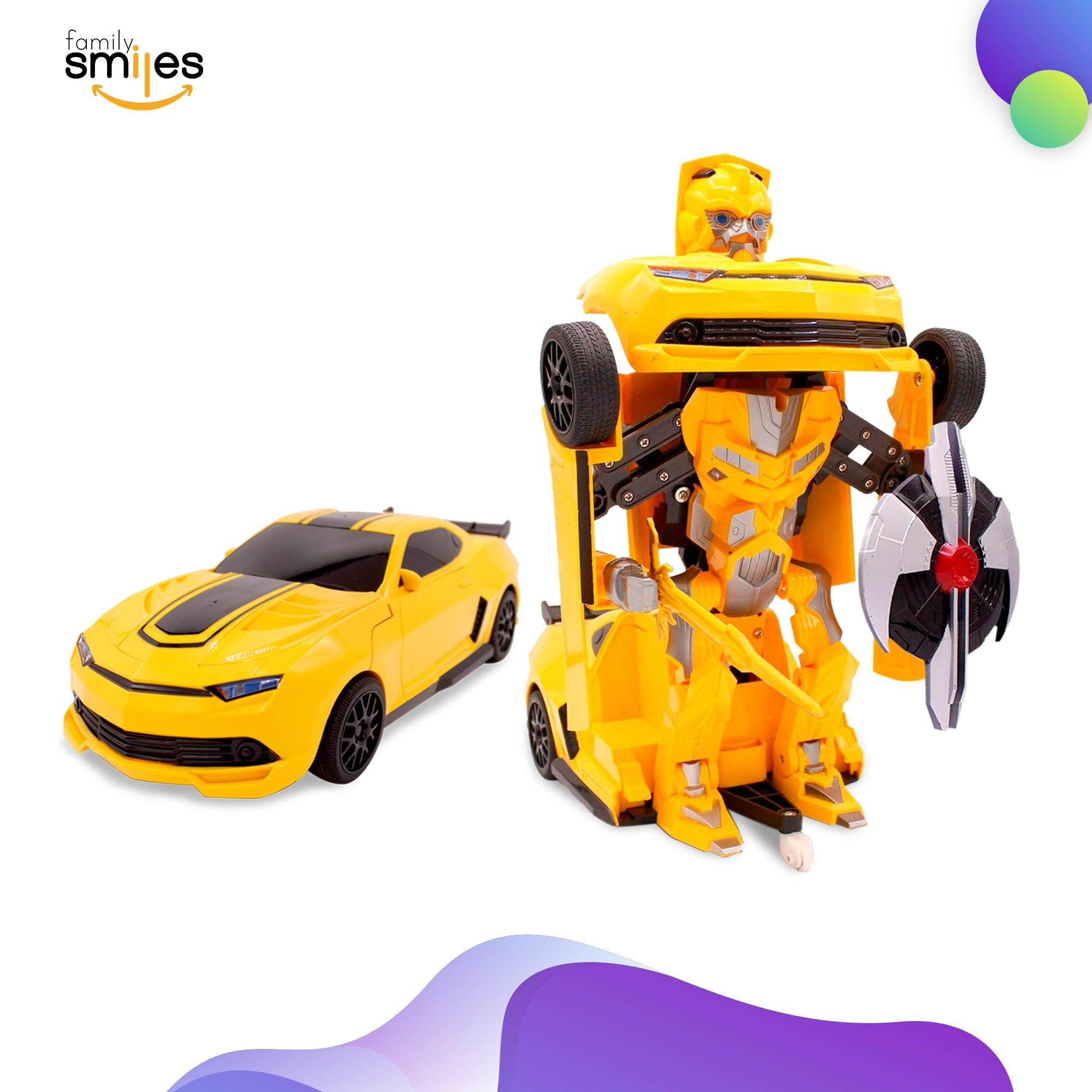 Kids RC Toy Sports Car Transforming Robot Remote Control with One