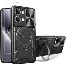 Phone Case for Xiaomi Poco X8 Pro Max 5G Case with Glass Screen Protector, Built Slide Camera Protection Cover,Military Heavy Duty Full Body Protective Phone Case - Black