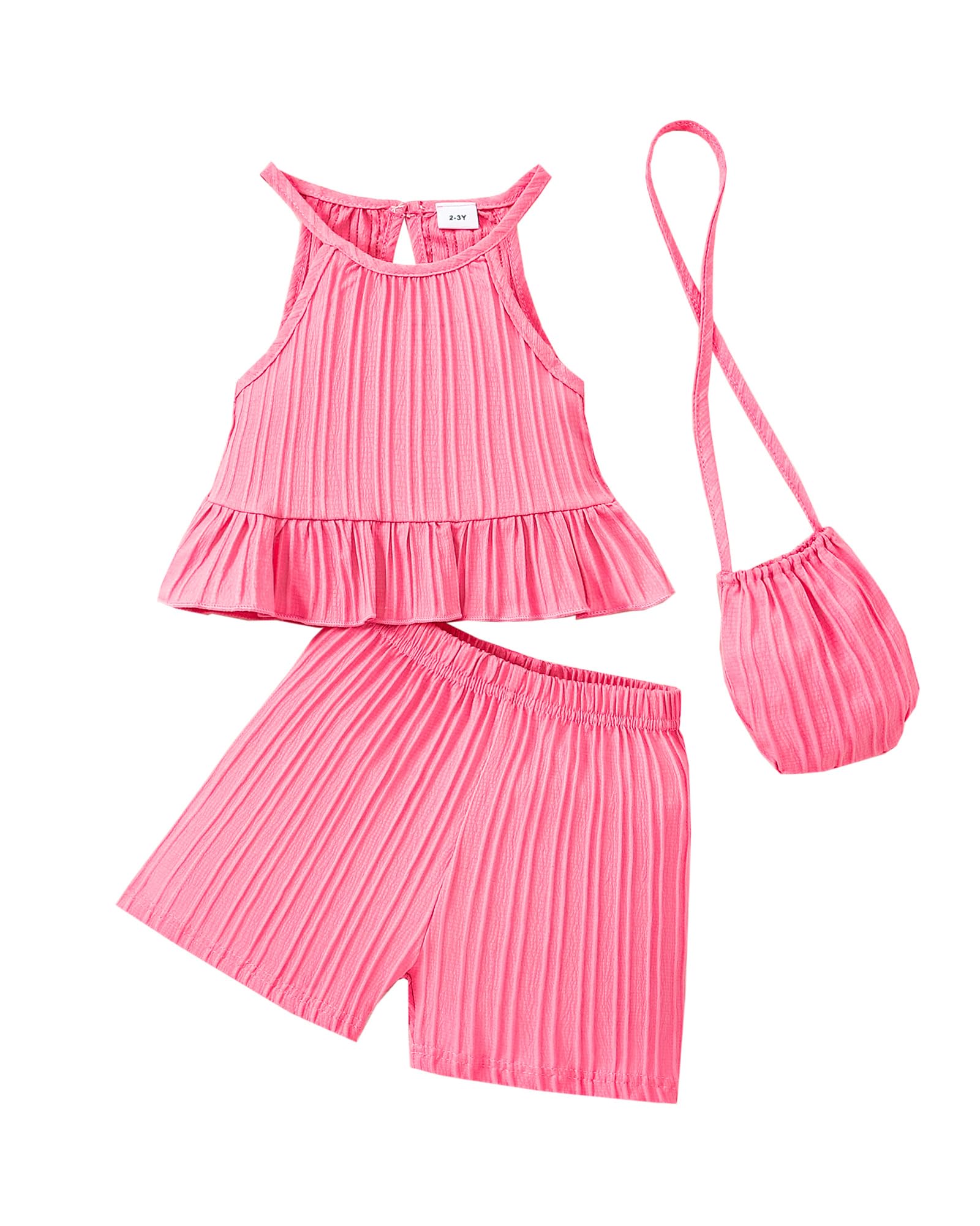 Weebaby Toddler Girl Clothes Baby Summer Outfits Sleeveless Halter Top Ruffle Short Set Cute Kids Clothes Girls