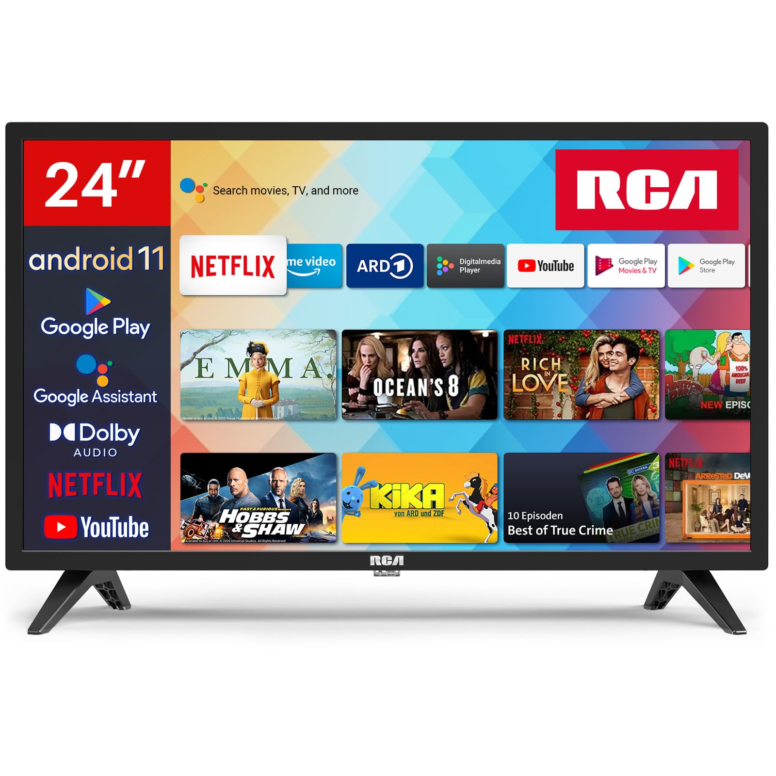 scaffetto tv 24 inch android con wi-fi bluetooth app store