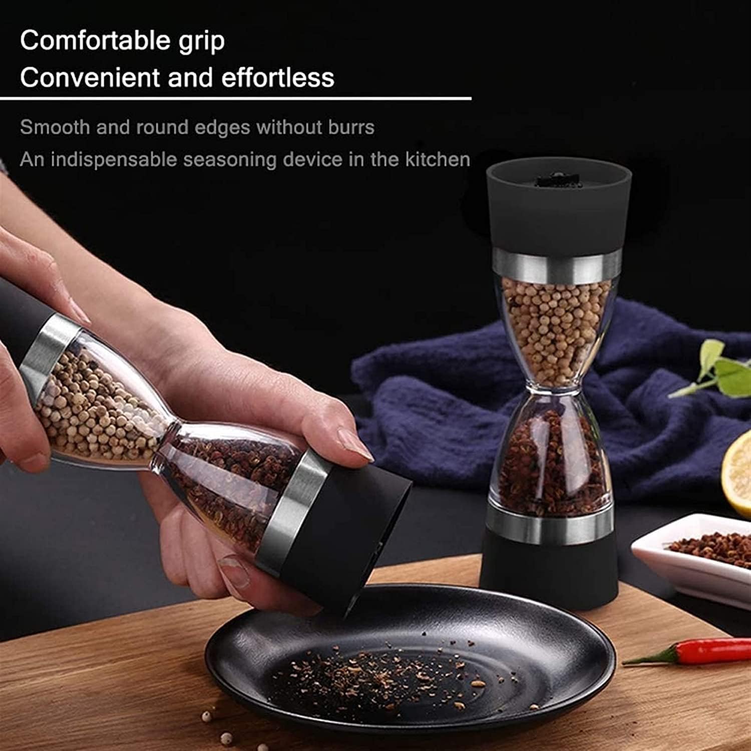 Pepper Grinder or Salt Shaker for Professional Chef - Best Spice Mill with Brushed Stainless Steel, Special Mark, Ceramic Blades and Adjustable Coarseness