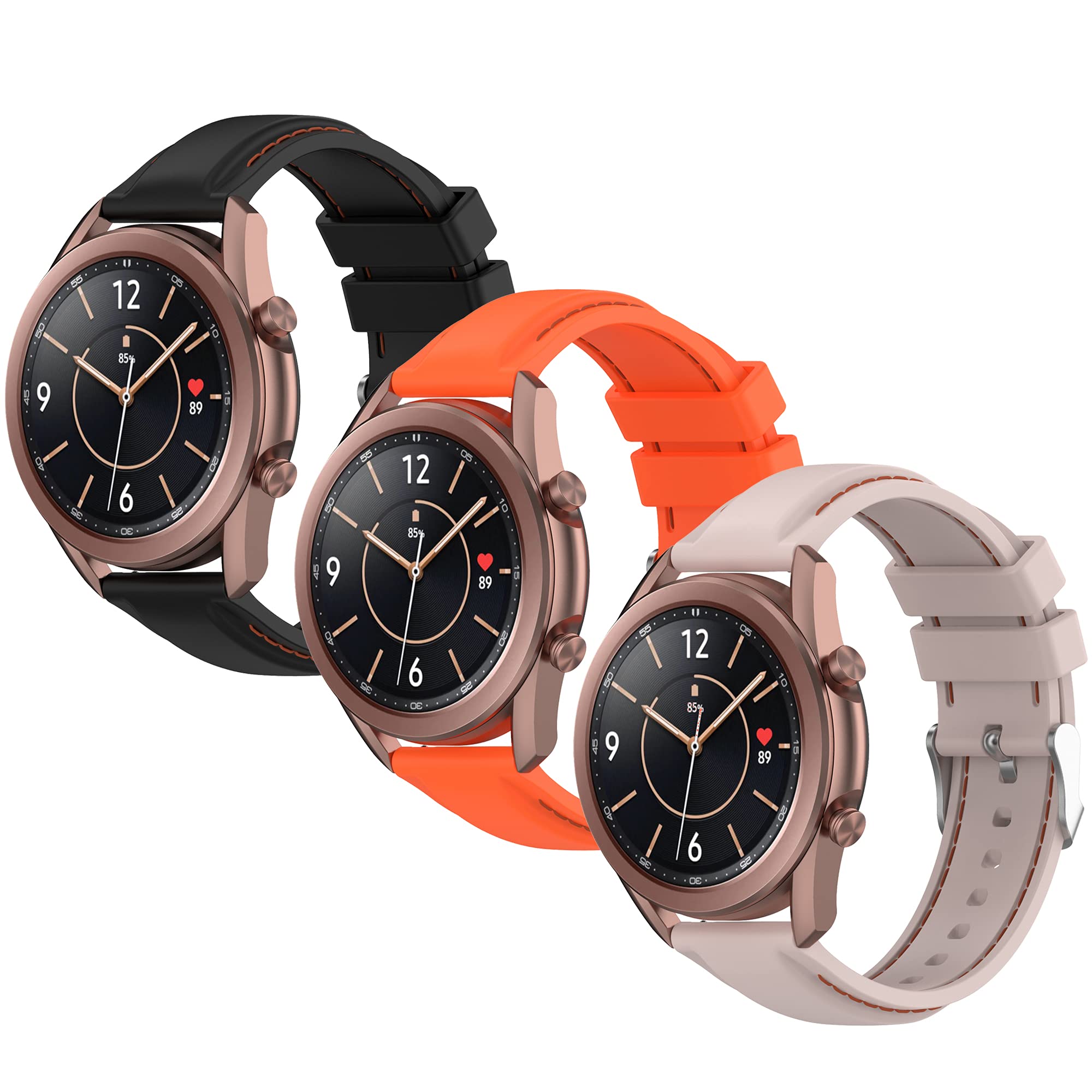 Silikonowe paski kompatybilne z zegarkiem Samsung Galaxy Watch 46 mmGear S3 Frontier, 22 mm, miękkie silikonowe paski zastępcze dla kobiet i mężczyzn (brązowo-szaro-niebieski)