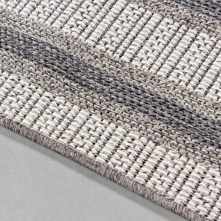 Tapis extérieur résistant UV crème effet sisal pour grande terrasse