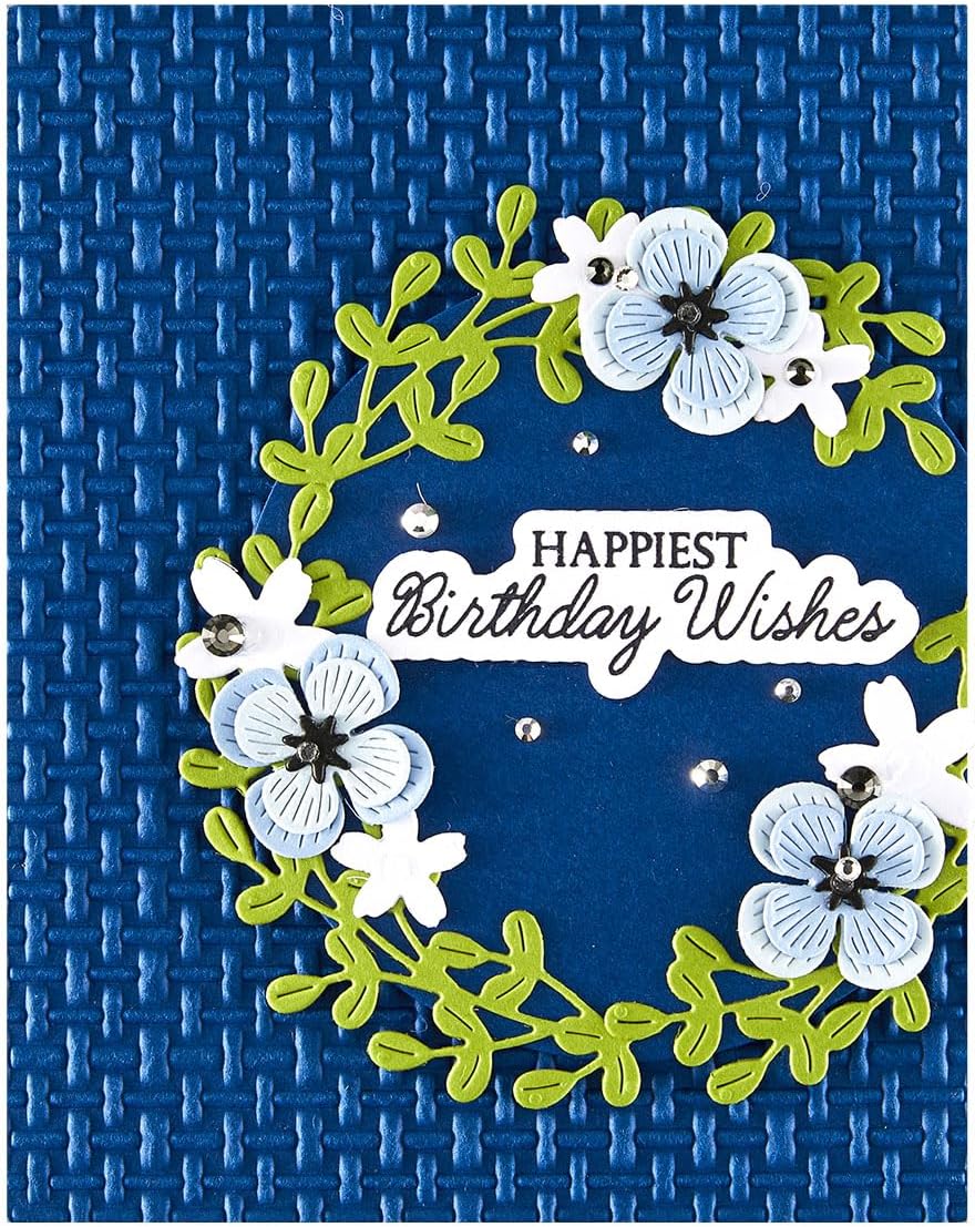 Spellbinders BP-318 Birthday Wishes Sentiments BetterPress Plate & Die Set from The Texture & Foliage Collection by Suzanne Hue