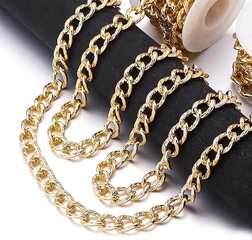 Vista 36 de N/C Cadenas de aluminio de 15 pies de eslabones de perlas de imitación, cadena de eslabones trenzados, cadenas de cable cruzado con colgante de 0