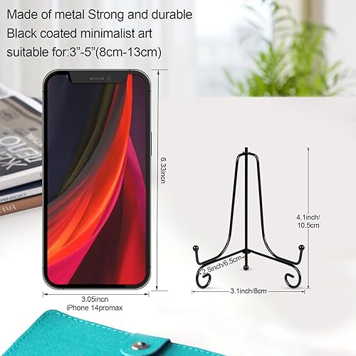 Miniatura 2 de vivinin Paquete de 6 soportes de placa para exhibición, soporte de placa de 4 pulgadas, soporte de marco de metal, soporte de marco y obras de arte,