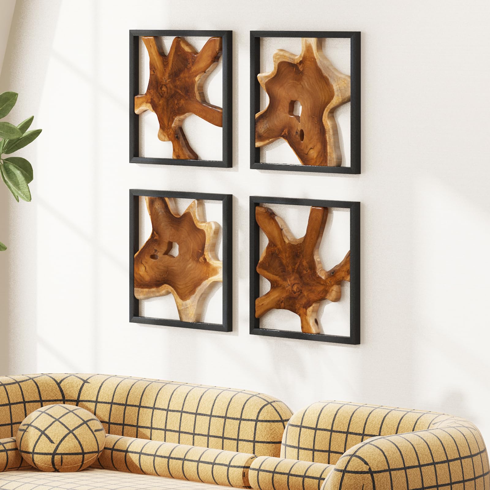 Amazon.com: JOLLYMER 2 Pack Live Edge Teak Wood Wall Decor, Rustic