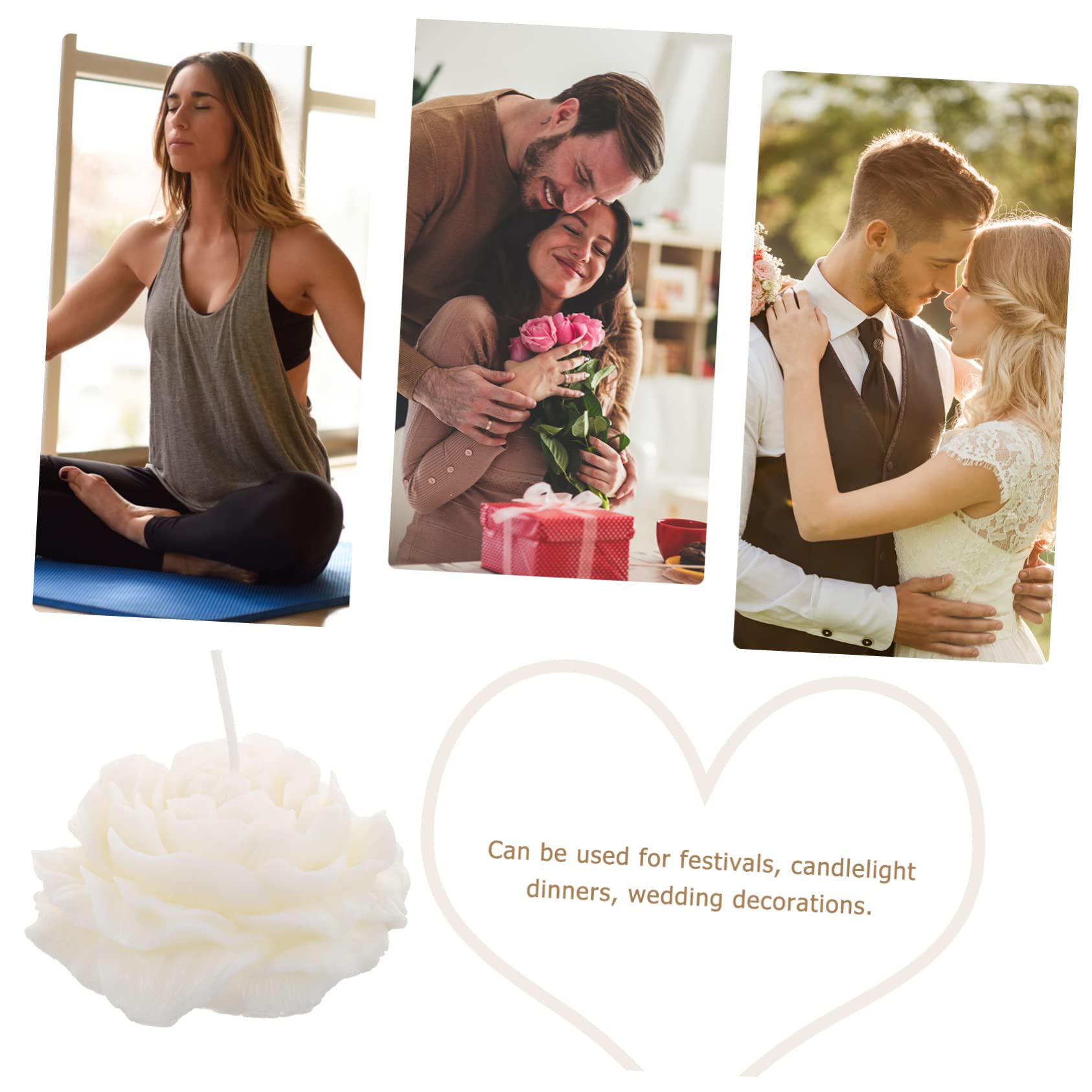 GOOHOCHY Floral Scented Candle Peony Shape Candle Light for Wedding Decor 4 Pack