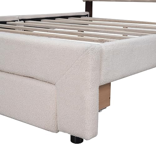 Vista 57 de Cama tapizada de tamaño matrimonial con cabecera de terciopelo con patrón de flores (pasta de frijoles rojo-full2col)