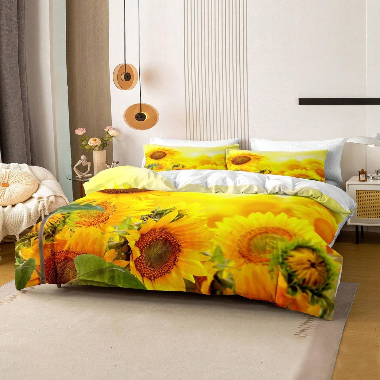 Style ferme moderne dans la chambre avec la parure de lit fleurie pour ado et adulte