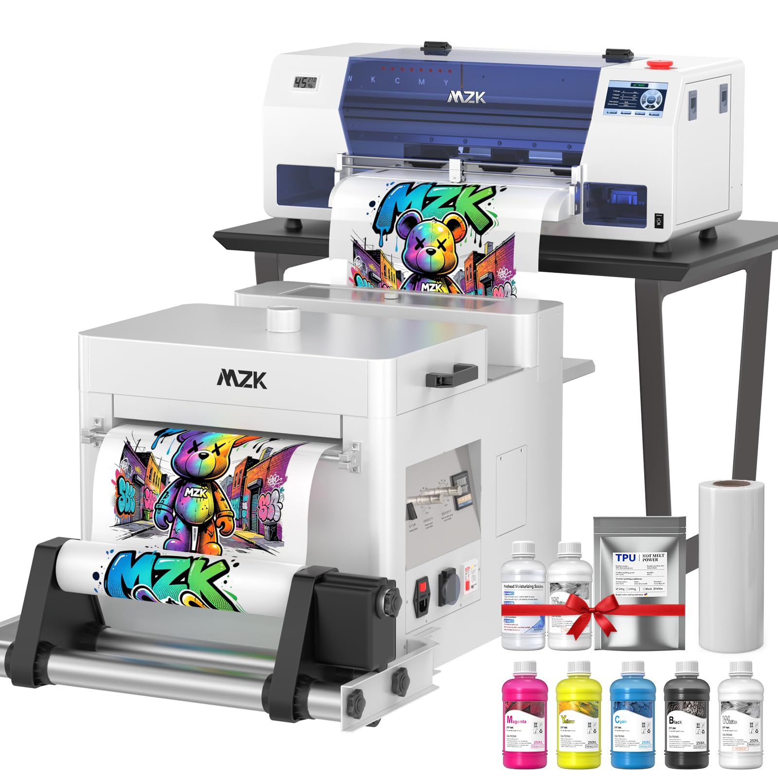 MZK 14'' A3+ F1080 DTF Printer&amp;Shaker,24/7 Auto-Cleaning Mode+White Circulation+Ink Anti-Clog Filter,5'' Multi-Function Touch Screen,2X Printing Speed vs L1800,Dual Ink Level Alert,Gift Ink 2 Years