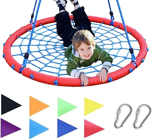 Miniatura 8 de Columpio gigante 40 pulgadas de telaraña, con capacidad de carga de 600 libras, marco de acero duradero, resistente al agua, cuerdas ajustables,