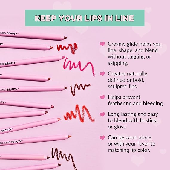 KimChiChic Beauty Your Unicorn Mouth Lip Liner, Ultra Creamy Long-Lasting Lip Pencil, Smooth Glide for Defined, Fuller-Looking Lips, Beginner-Friendly, Cruelty Free, 03 Beet Beet