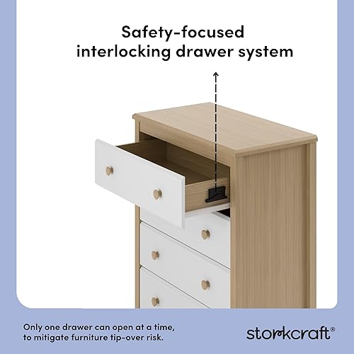 Vista 152 de Storkcraft Alpine - Cómoda doble de 6 cajones (blanco) - Certificado GREENGUARD Gold, cómoda para guardería, cómoda de 6 cajones, cómoda para niños