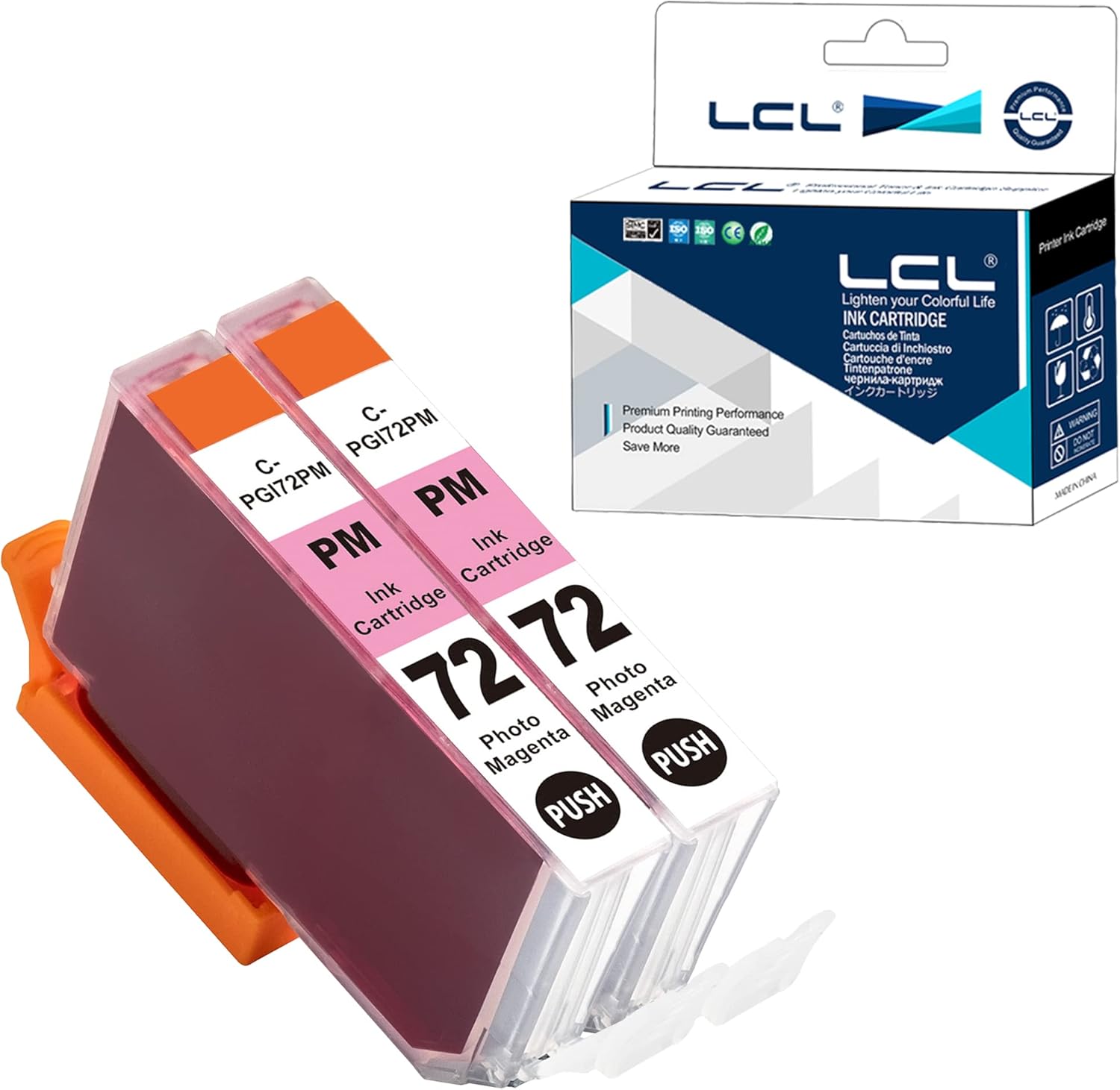 LCL Cartucho de tinta de repuesto compatible para PGI-72 PGI-72PM Pro-10 Pro-10s (foto magenta, paquete de 2 unidades)