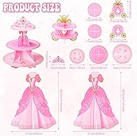 Vista 2 de Zopeal 2 piezas de soporte para cupcakes de fiesta de princesa, 3 niveles, soporte para cupcakes, torre de postre de cumpleaños, boda, cumpleaños