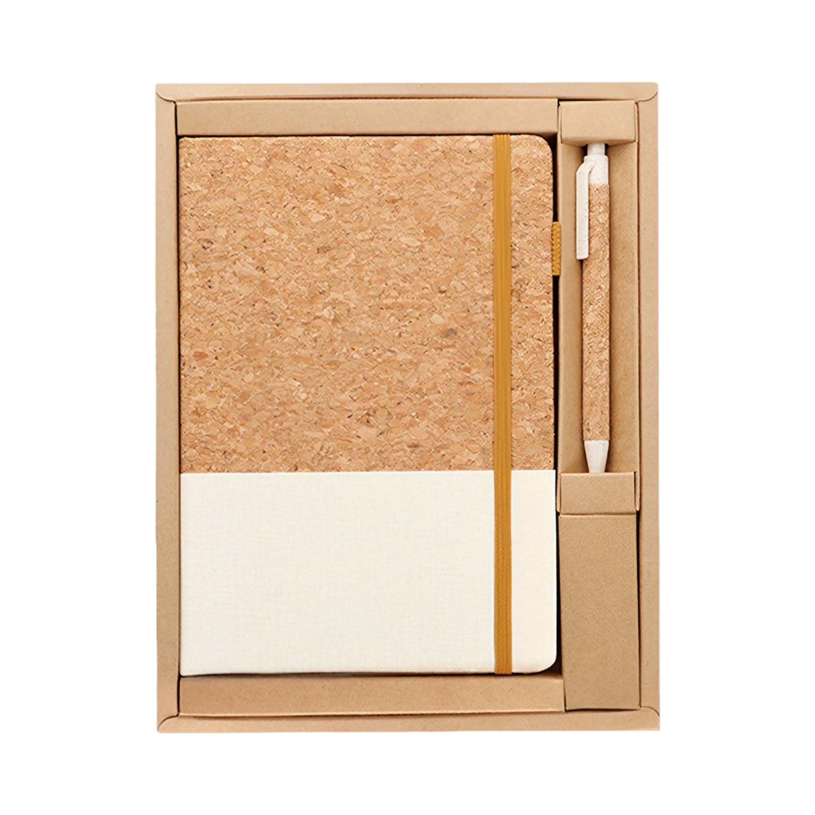 A5 Kork Notizbuch Geschenkset, PU Leder Journal mit 200 Seiten 80 g Papier, mattierte Boxhülle, Gummiband und Stift, Notizbuch 14,5 x 21,5 cm für Büro, Business und Studenten