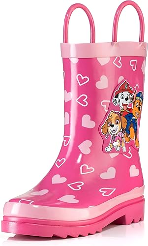 Nickelodeon JoJo Siwa - Botas de lluvia de goma impermeables con asas fáciles de poner para niñas y niños pequeños