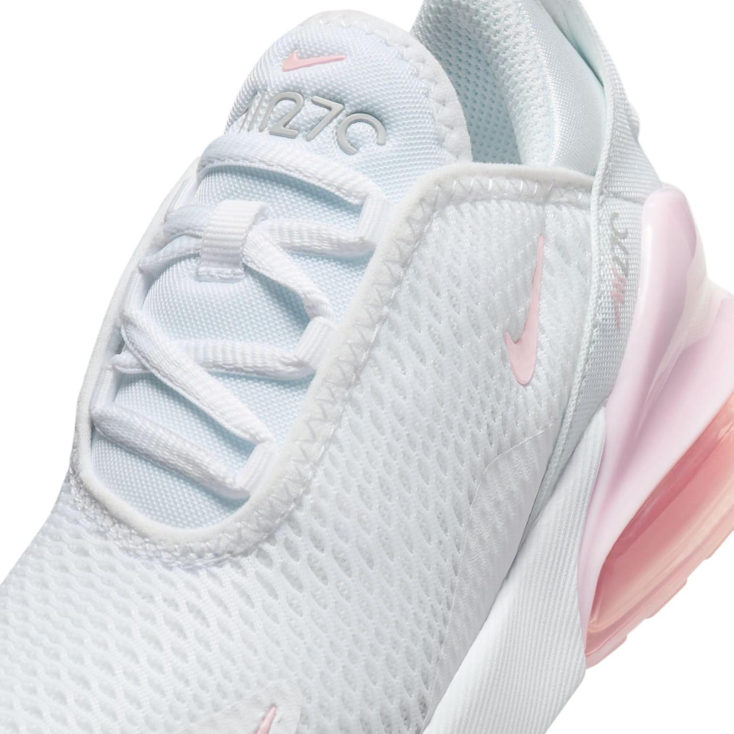 Nike Air Max 270 Little Kids' Shoes (AO2372-122, White/Light Smoke Grey/Pink Foam) Size 1