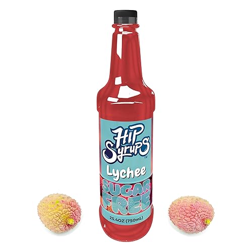 Hip Syrups - Jarabe sin azúcar de lichi diseñado para el sabor del agua, té de burbujas, té Boba, cócteles, sabor a lichi, sin azúcar