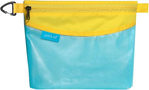 pack all Water-Resistant Zipper Pouch, Mesh Zipper Bag, 10.23"x7.48" | Quick-View Mesh, Hanging Buckle, Ideal for Travel, Office Storage & Organization, Blue, Medium