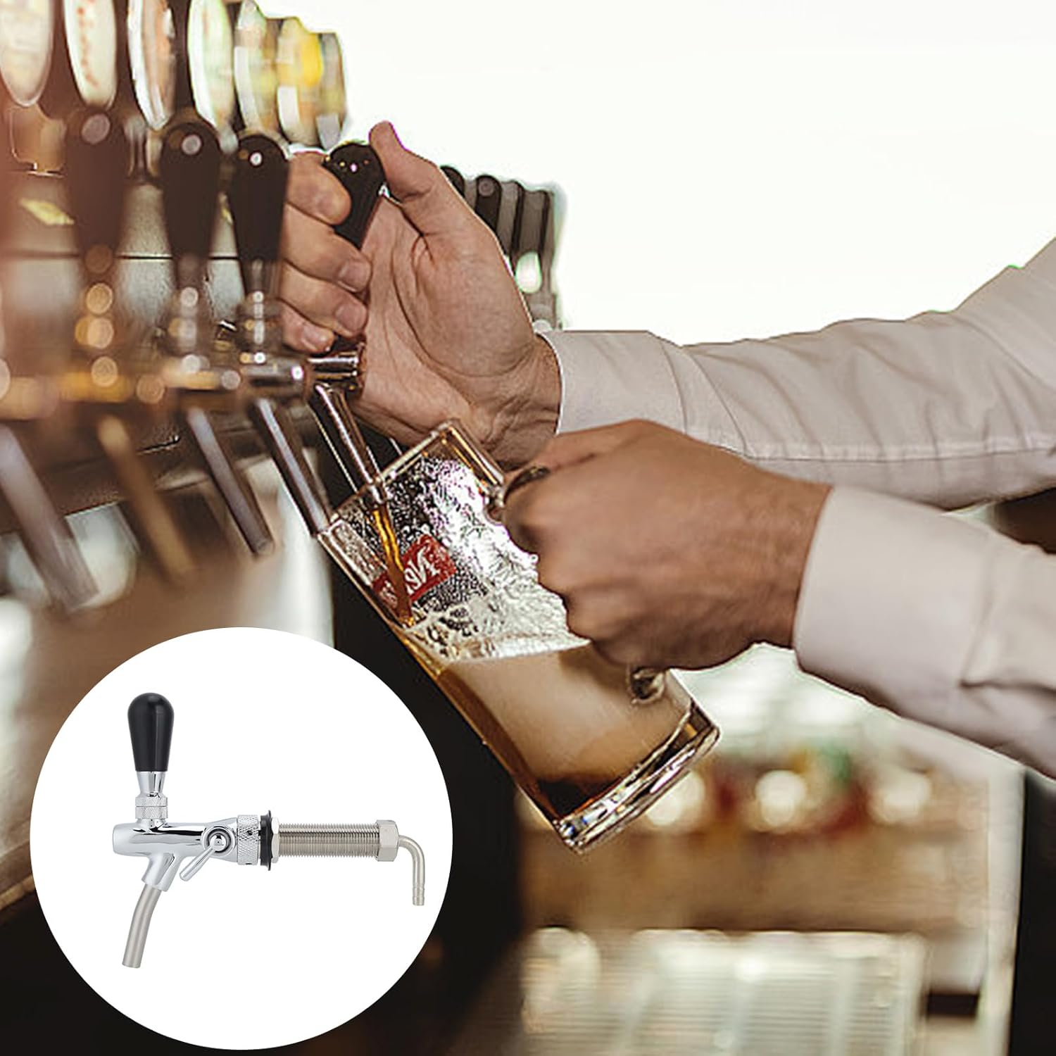 Extended Reach Draft Faucet Rustless Body with /8 Thread Drip Complimentary Seal Excellent for Beer Kegs and Brewing Equipment Against Leak Untarnished Beer Tap