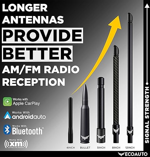 Miniatura 9 de EcoAuto Antena universal corta para camión de 5 pulgadas, antirrobo y segura para lavado de autos, accesorios de camión para Ford, Dodge, GMC,