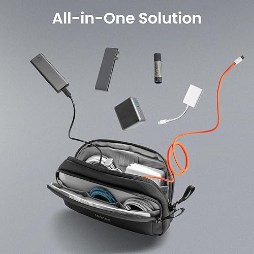 Vista 104 de tomtoc Estuche organizador de accesorios de viaje para electrónicos y cables, para teléfono, Airpods, unidad USB y artículos diarios y esenciales