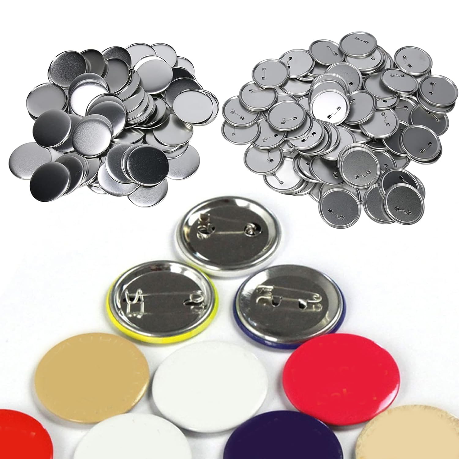 100 Stück Buttons Selber Machen, Ø 75mm DIY Ansteckbuttons Set Blanko Knopf Pins | Inkl. Anstecknadeln & Ersatzteilen | Buttonmaschine Zubehör für DIY Ansteckbuttons, Souvenirs (75mm)