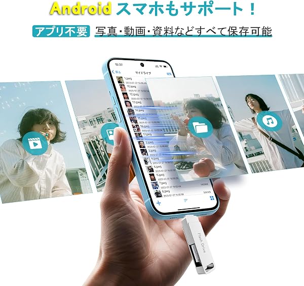 Vackiit「Apple MFi認証取得」128gb iPhone用 usbメモリ タイプc 3in 1 アプリ不要usb iphone対応 usbメモリ type-c Lightning USB アイフォン メモリー iPad用 フラッシュドライブ - 4