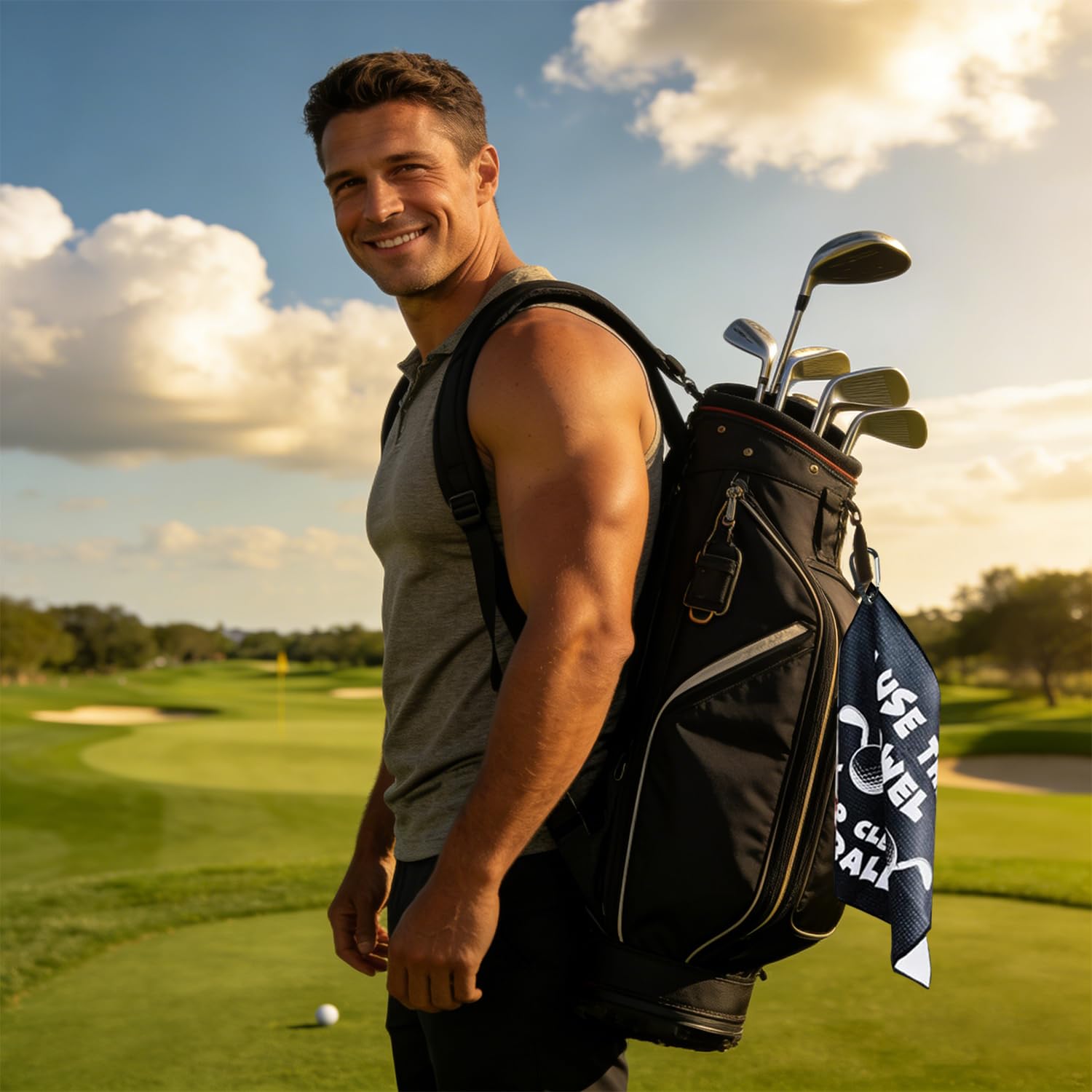 2 Toallas De Golf, Toallas Deportivas para Hombre, Toallas Absorbentes Y De Secado Rápido, Aptas para Limpiar Y Usar con Bolsas De Golf (40 * 40 Cm).