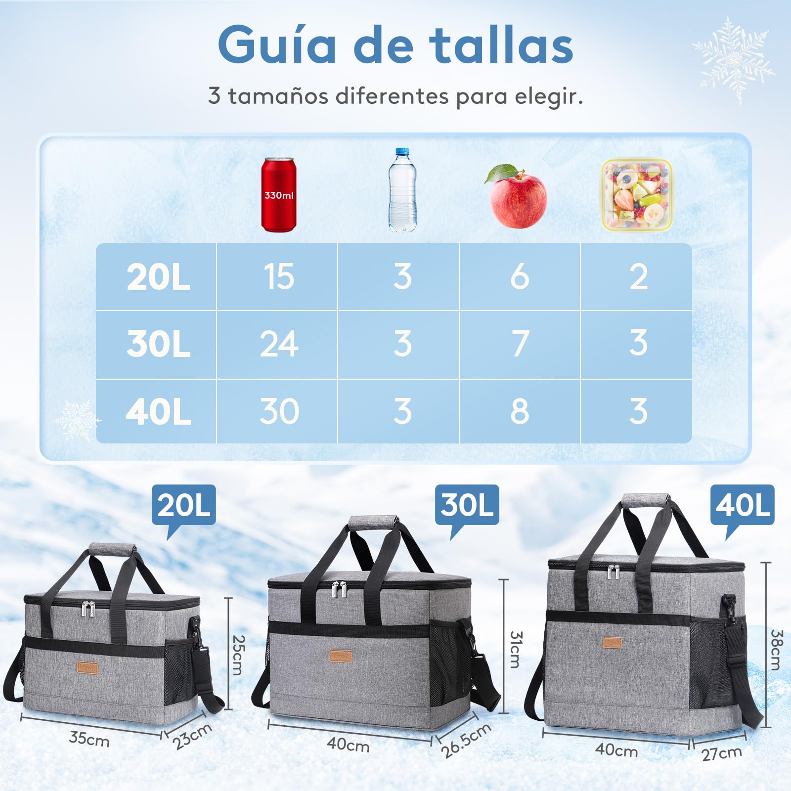 Lifewit Nevera Portatil 30L, Bolso Neveras Isotermica para Hombre, Grande Bolsas Termica Porta Alimentos, Cooler Bag Tela Plegable para Playa, Camping, Viaje, Trabajo, Picnic, Gris
