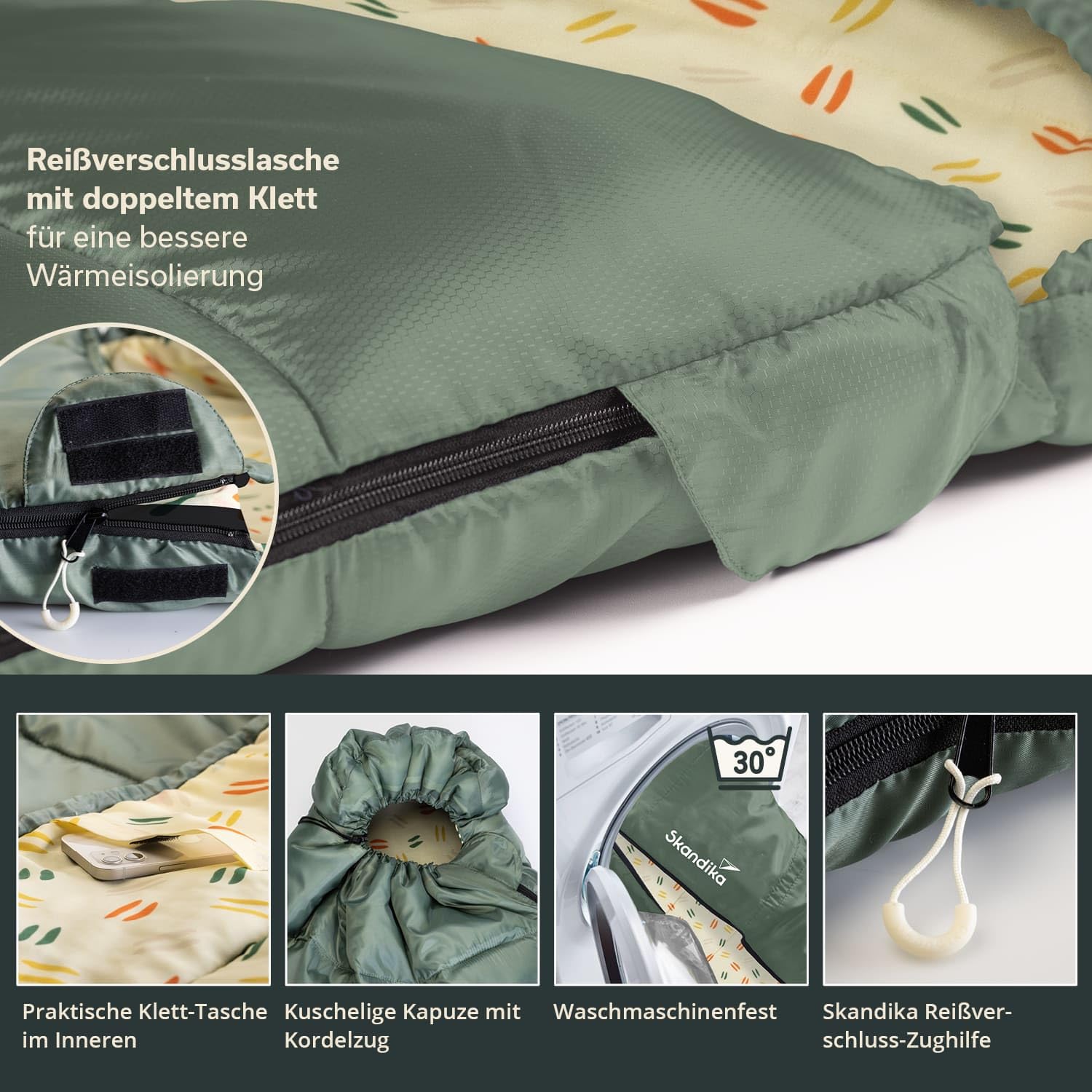 Skandika Deckenschlafsack Iceland Single | Schlafsack Outdoor für Erwachsene, 3 Jahreszeiten mit Baumwolle, 220 x 80 cm, als Doppelschlafsack nutzbar, Camping Schlafsack XXL, Schlafsäcke Erwachsene