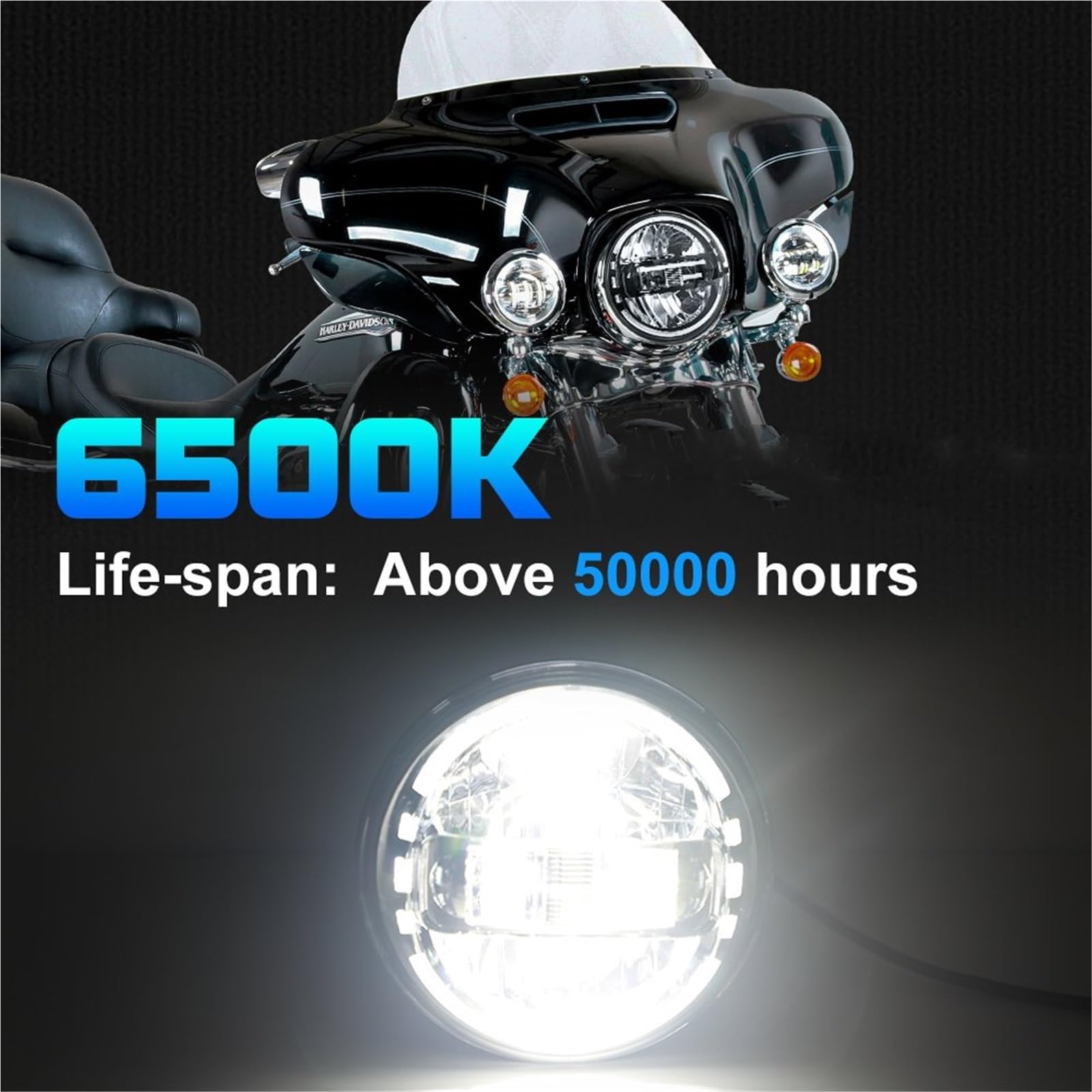 Faro Moto Per FLSTFBS Per FLD Per FLHR LED Fendinebbia | Faro rotondo a LED per moto da 7 pollici DRL H4 Faro per FLSTFBS Per FLD Per FLHR Per FLHTC Per FLHR Per FLHRSI