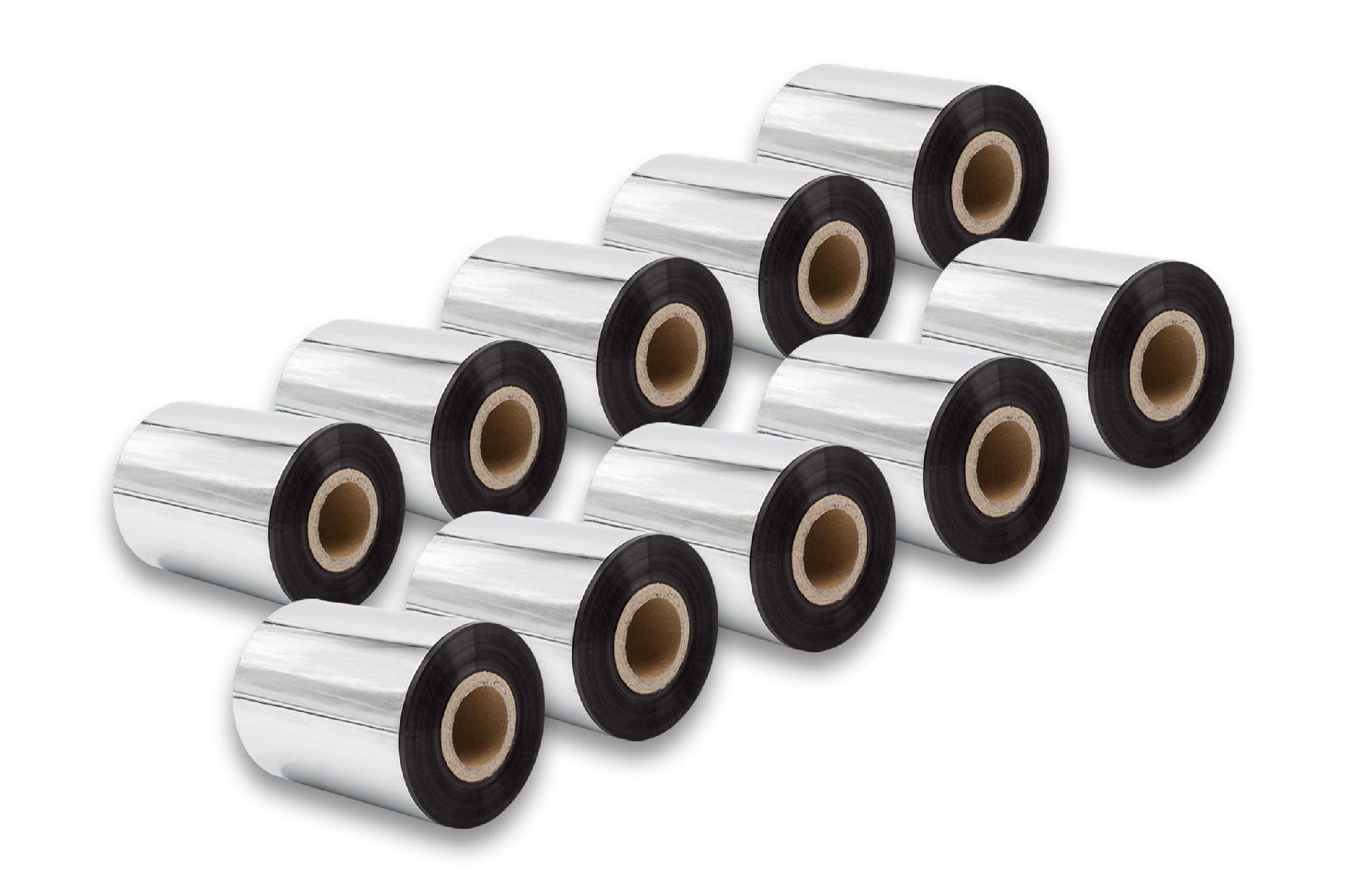 vhbw 10x cinta transferencia térmica compatible con Zebra XiIII, XiII, XiIII plus impresora etiquetas indeleble 80mmx300m cera plus