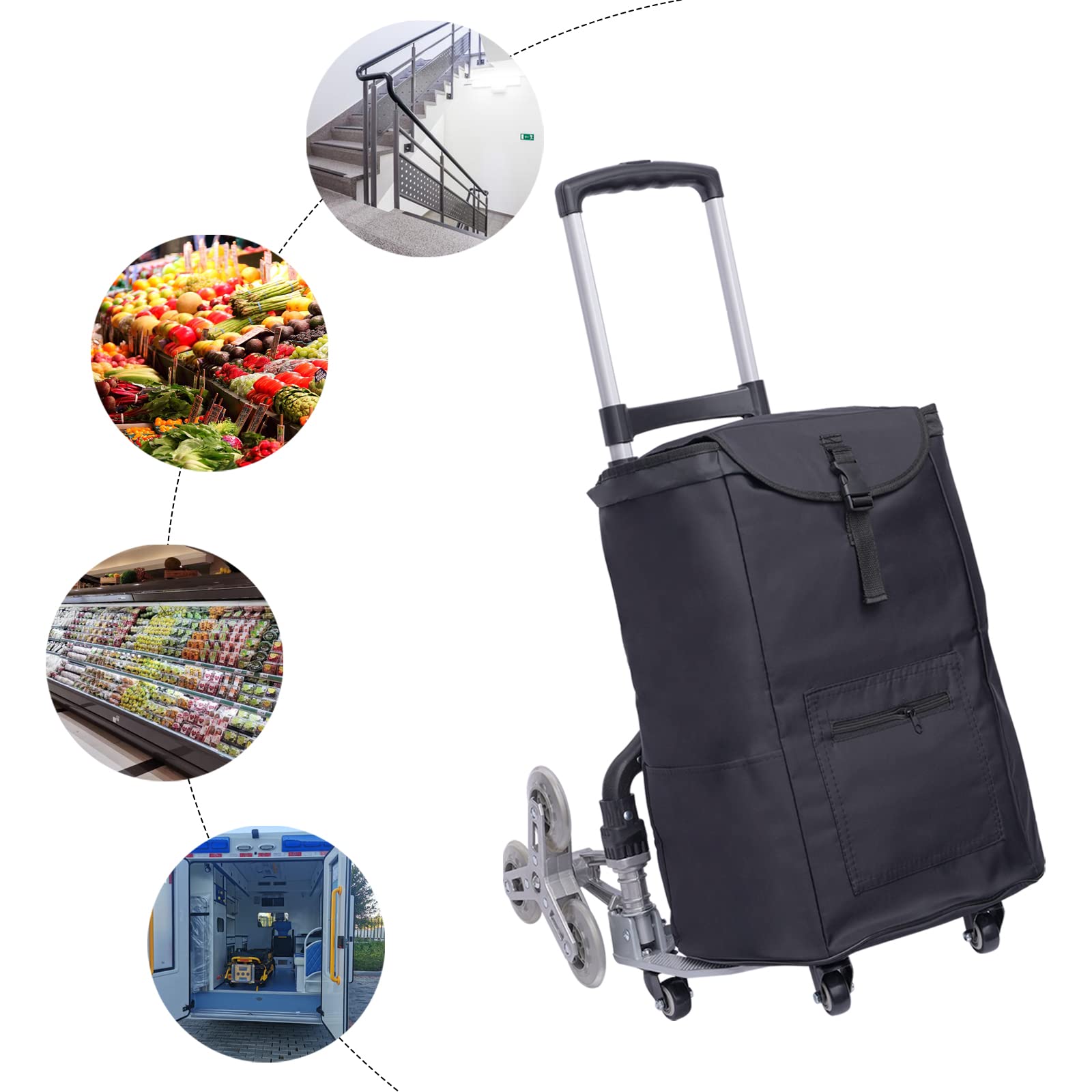 Carrello pieghevole per scale a 6 ruote, carrello impilabile in alluminio, per case, piccoli negozi, supermercati, centri commerciali, fabbriche
