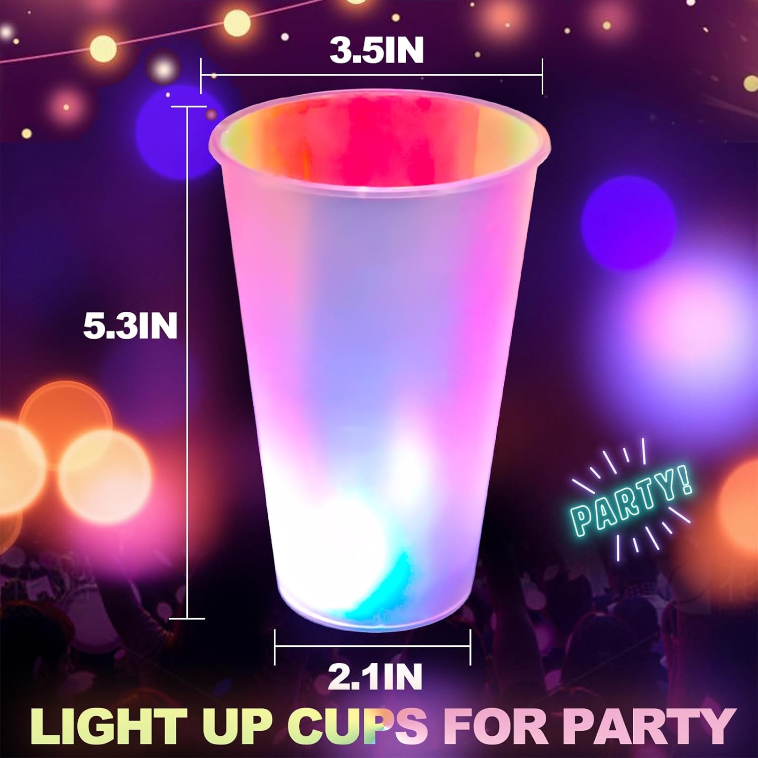25 PCS Glowing Party LED Cups, Iridescent Flash Light up Cups, Pack with Three Flashing Modes Color Bright Glow-in-the-Dark Colors, Party Cups for House Parties Birthdays Concerts Weddings Beach Etc.