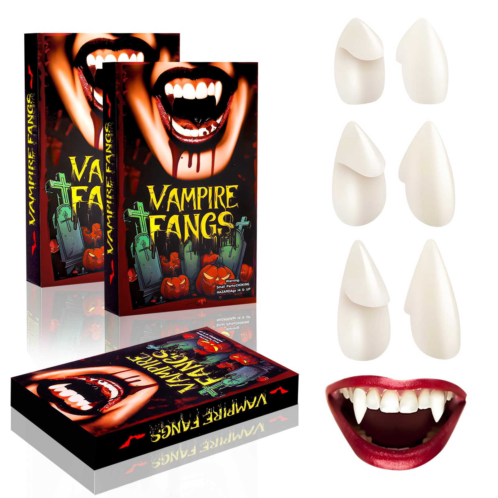 Awonoso Vampire Teeth Fangs for Adults (13mm, 15mm, 19mm)