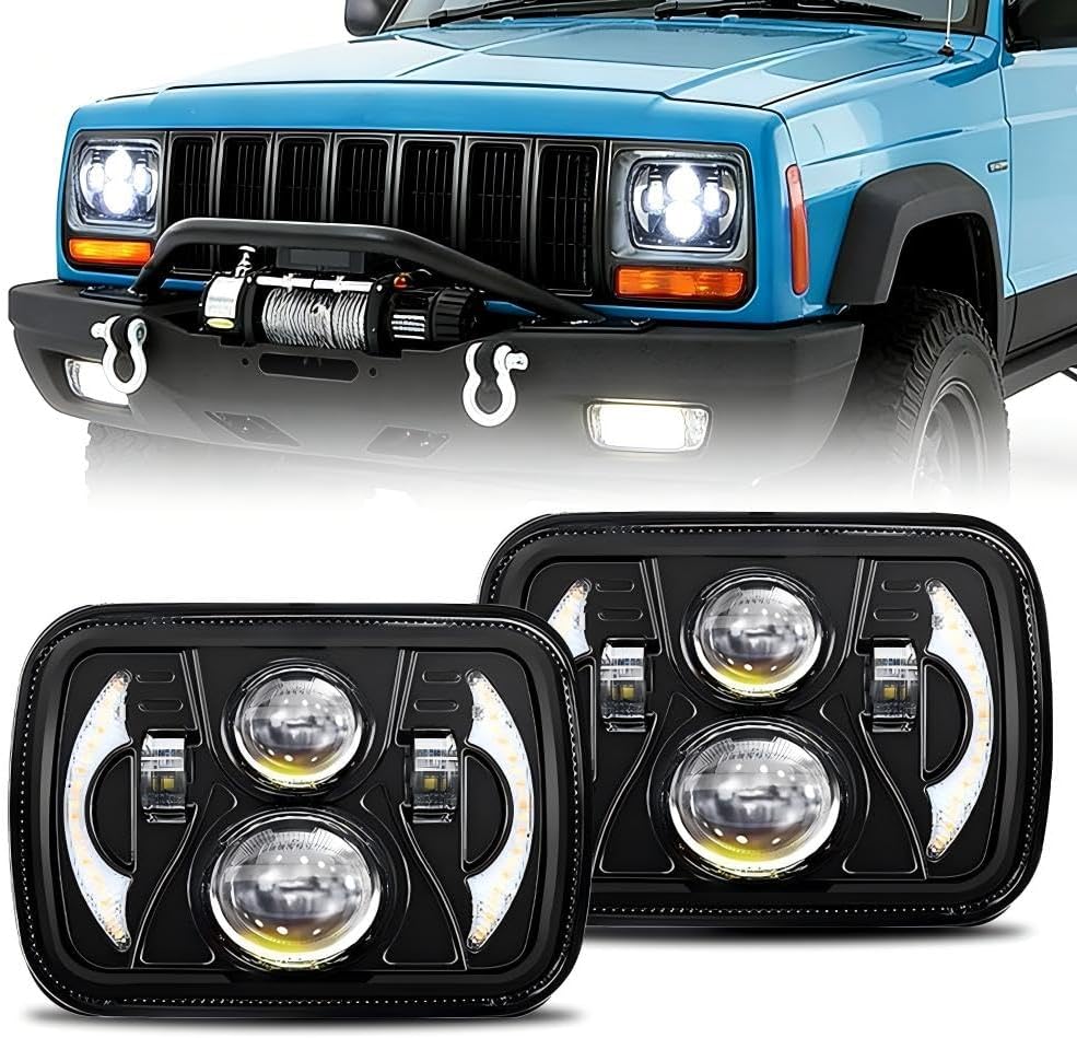 5x7 LED Headlight,5x7 7x6 LED Headlights H6054, Anti-Glare DOT Approved Sealed Beam with DRL & Amber Turn Signal, Hi/Low Beam for Jeep XJ YJ, GMC Comanche MJ