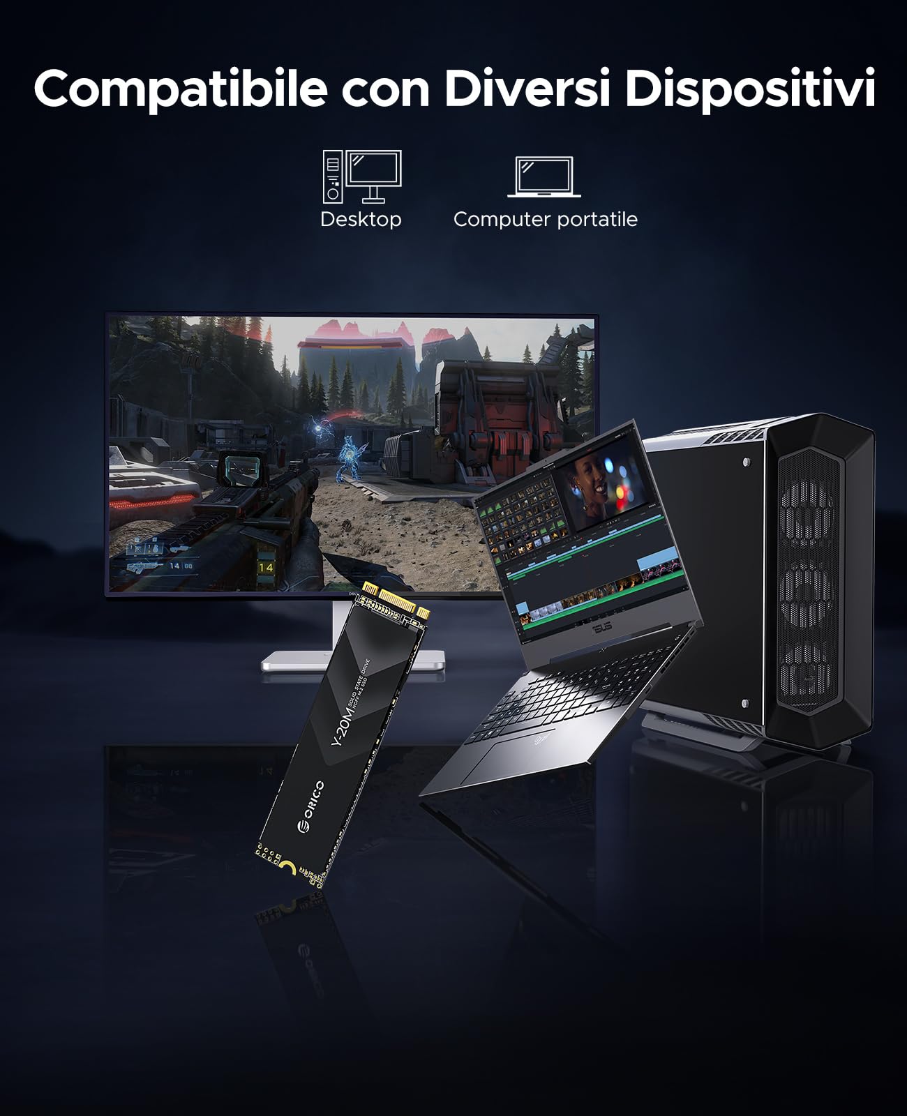 ORICO 512GB M.2 2280 SATA SSD, SATA III 6Gbps SSD M2 con Chiave B+M, 500 MB/s Unità a Stato Solido Interna per Desktop/Portatili - Y20M