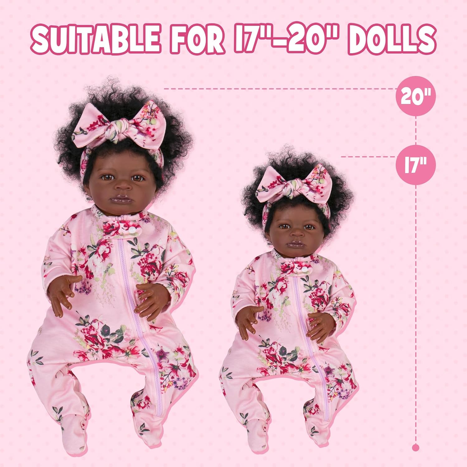 Aori Lifelike Reborn Baby Dolls Clothes 20 inch Purple Clothing Floral Jumpsuits Set for 17-20 Inch Newborn Girl Doll