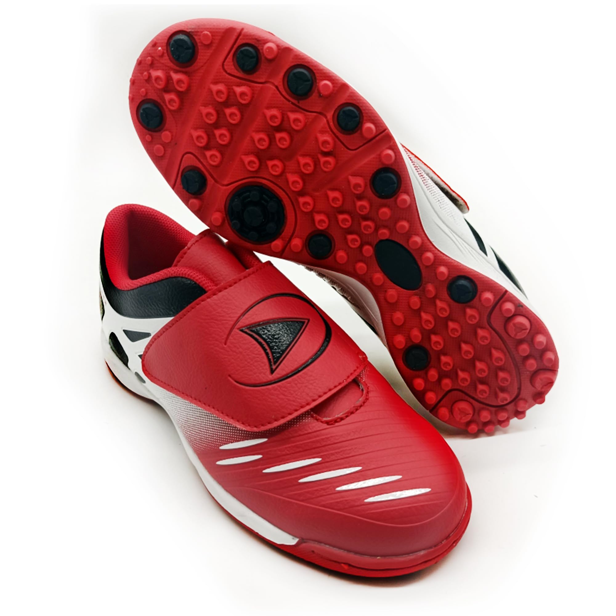 ➤JOGA - Scarpe da calcio in erba sintetica multitacco, senza lacci, con chiusura a gancio e anello, per ragazzi e ragazze