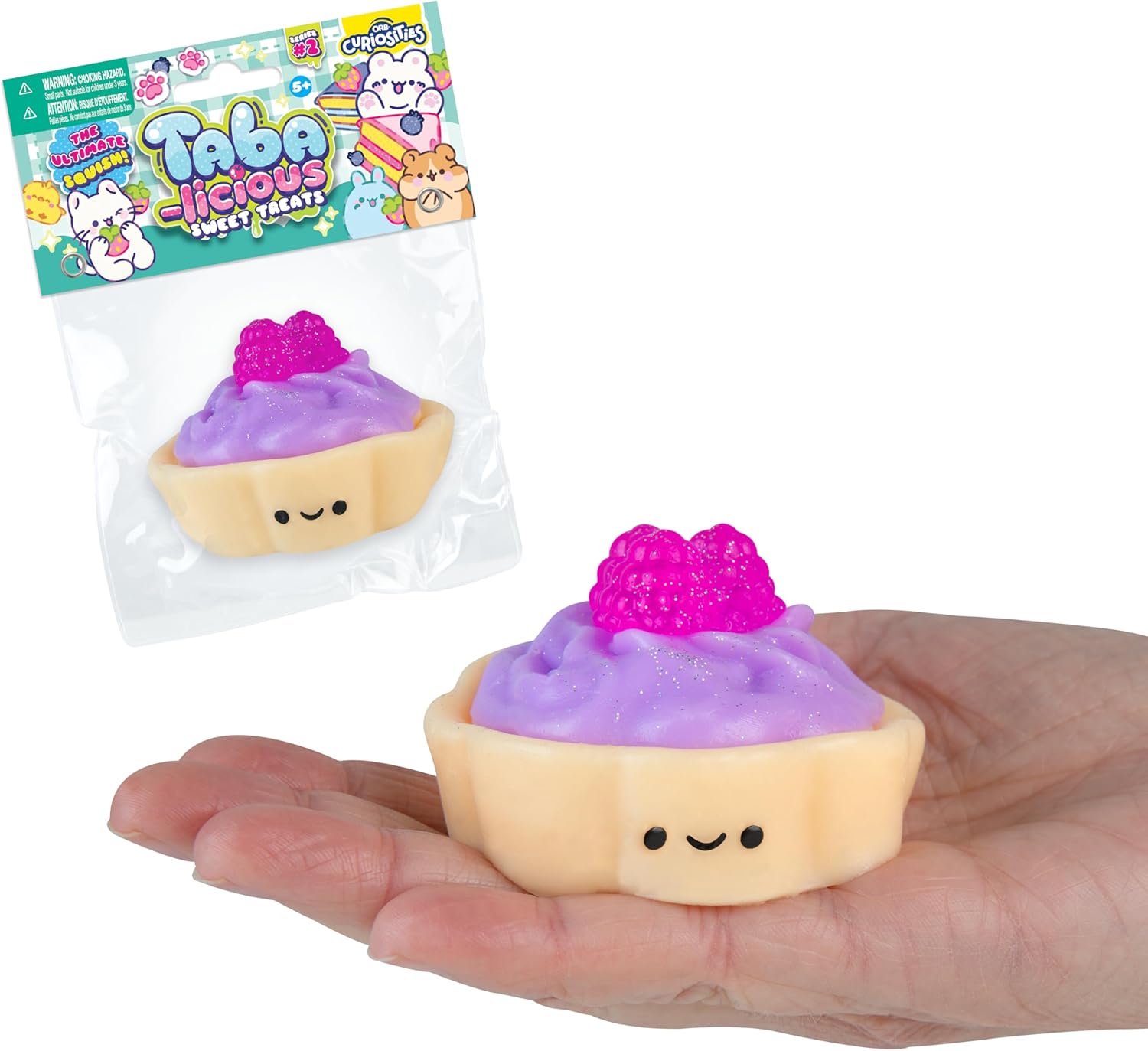 ORB Tabalicious Sweet Treats TABA Squishy Raspberry Fruit Tart Toy - Cute, Soft, Sticky Dessert TABA Squishy Food Squishies - Fun Stress Relief - Kawaii Sensory Fidget Food Toys for Kids and Adults