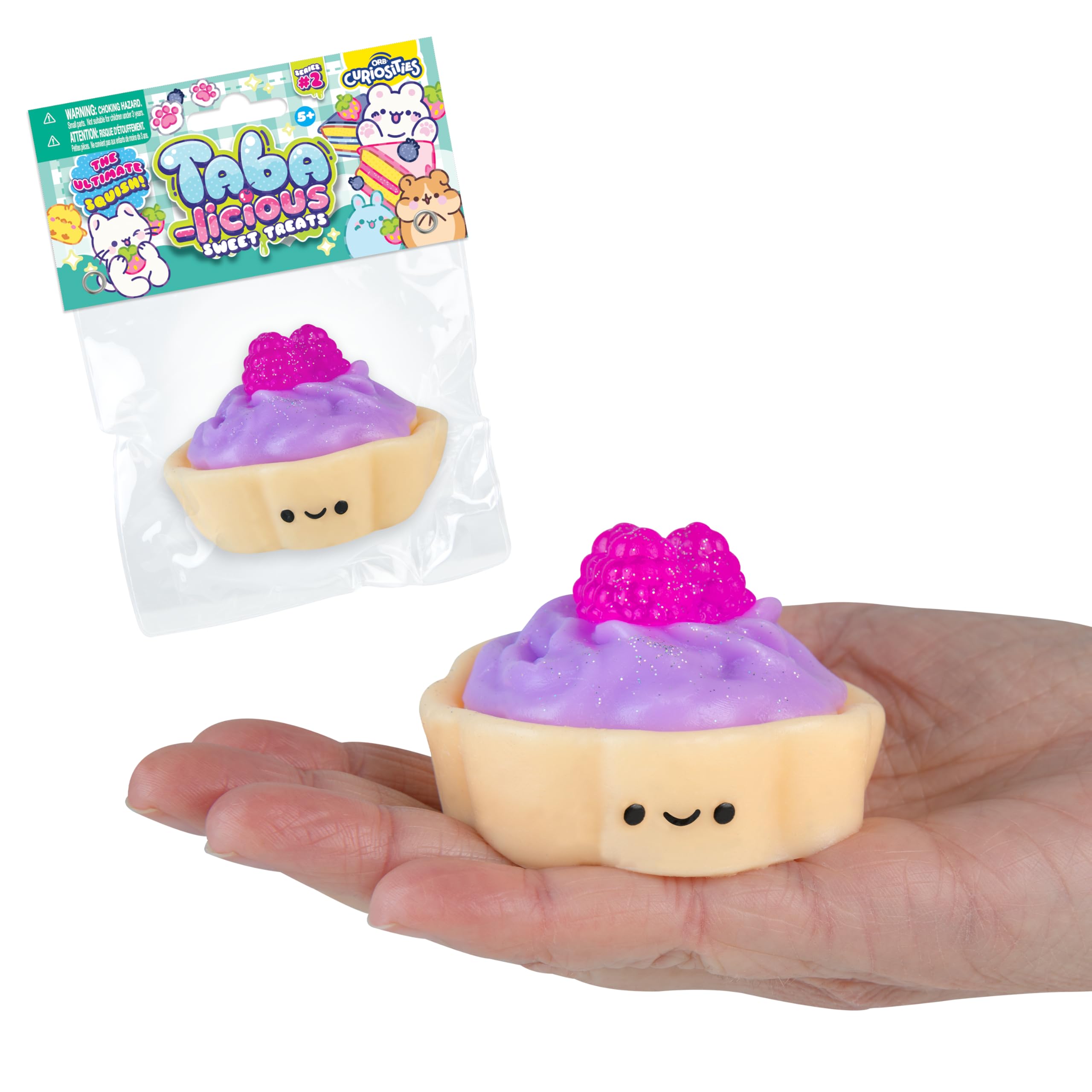 ORB Tabalicious Sweet Treats TABA Squishy Raspberry Fruit Tart Toy - Cute, Soft, Sticky Dessert TABA Squishy Food Squishies - Fun Stress Relief -
