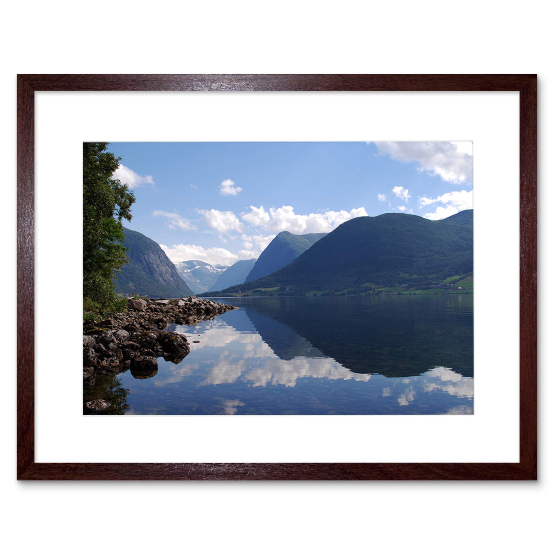 Wee Blue Coo Mountain Reflection Lake Landscape Art Picture Framed Wall Art Print