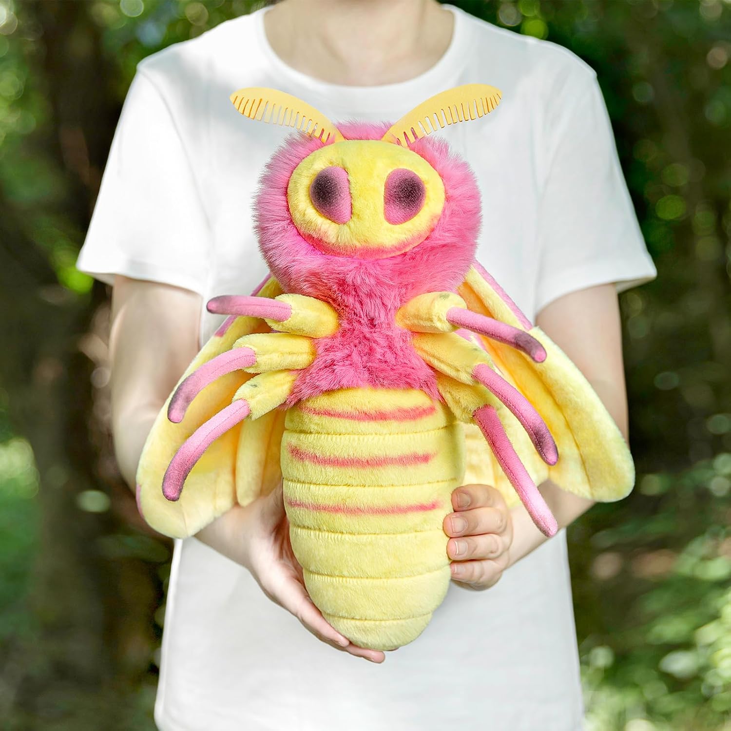ZHONGXIN MADE Rosy Maple Moth Stuffed Animal Moth Plush Pillow Toy, Funny Mothman Pillow Throw 12in, Soft Big Wing Hugging Plushie Gift Collection for Kids