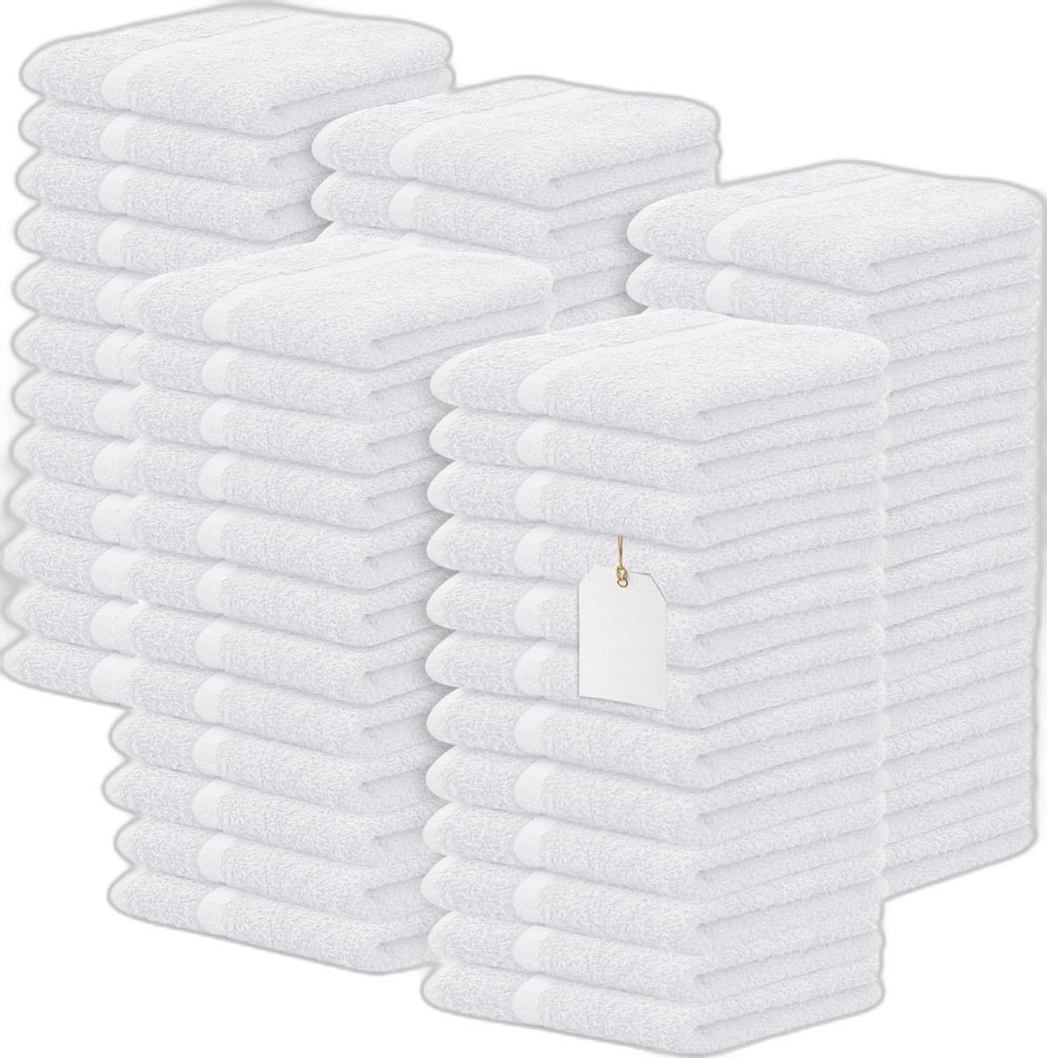 Opel Tex Pack of 6, 12, 24 & 48 White Face Cloth Towels Super Soft 100% Cotton Flannels Washcloths Hotel Quality Gym Towel Facial Cloths (White, 12)