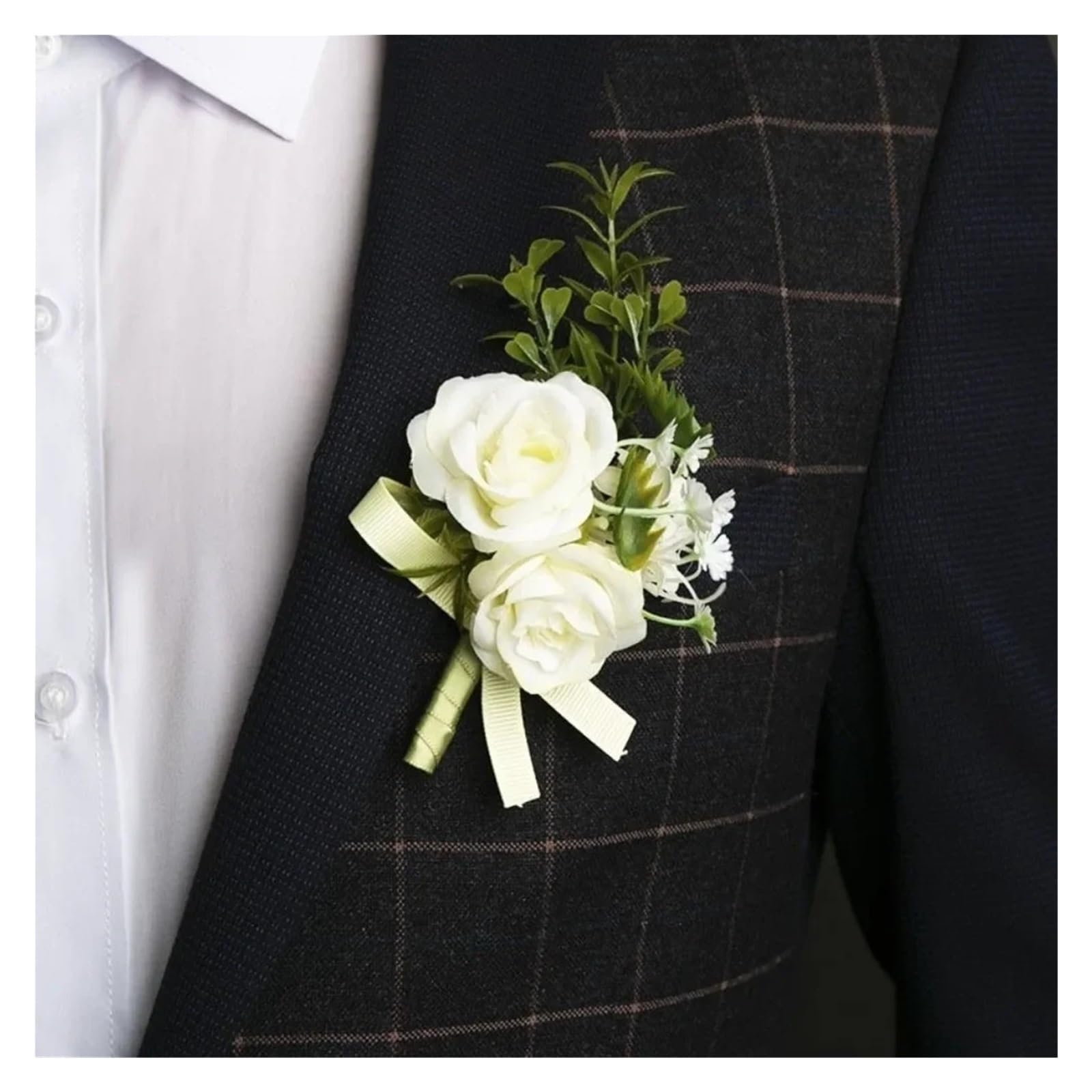 GHHZML Boutonniere Simulated Floral Corsage Bride Brooch Pin Artificial Flower Silk Wedding Boutonnieres Calla Lily Groom
